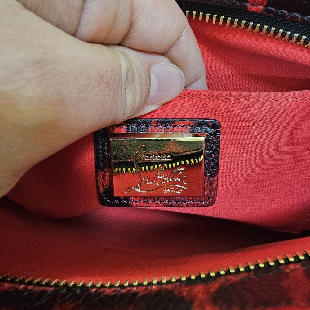 Pre-loved Authentic Christian Louboutin Red Leopard 2WAY Bag - Picture 10 of 17